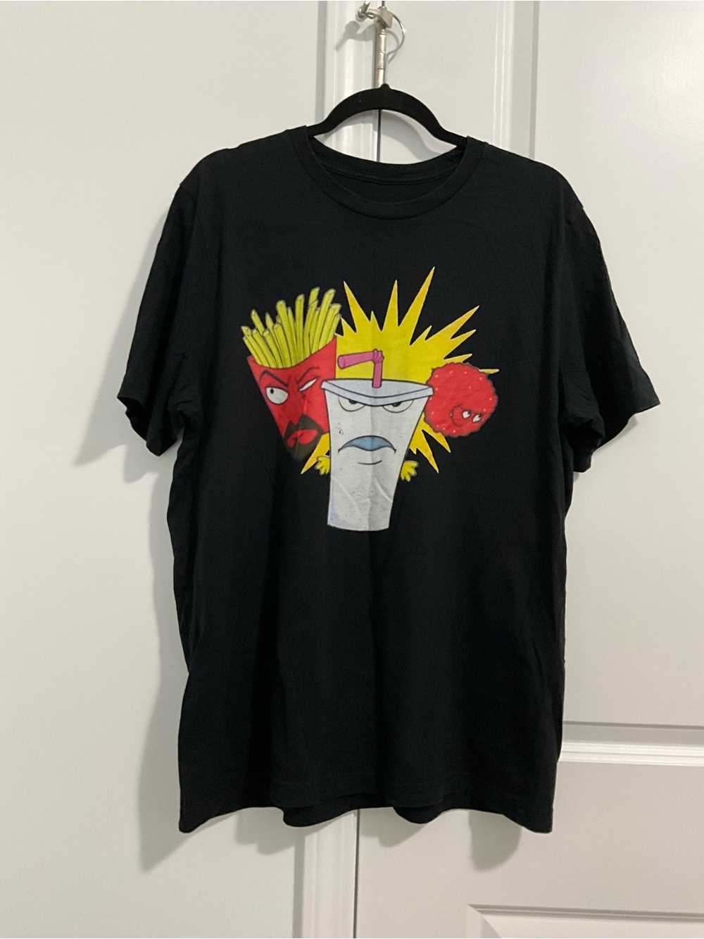 Aqua Teen Hunger Force Short Sleeve Tee with Cartoon Fry, Drink & Meatball L/XL